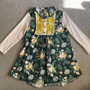 RICRAC & RUFFLES floral & llama-print tunic top, Sz 8.